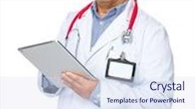  Presentation with doctor asian - Presentation consisting of asian old doctor use of digital tablet background and a sky blue colored foreground