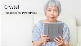  Presentation with asian paint vintage style old - Beautiful presentation design featuring asian old woman with digital backdrop and a  colored foreground