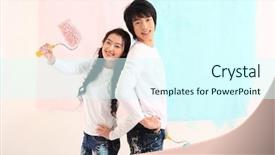  Presentation with asian paint - Presentation theme having asian paint - casual young couple background and a cool aqua colored foreground