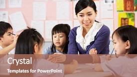  Presentation with helping - Audience pleasing PPT layouts consisting of asian paint - teacher helping students during art backdrop and a coral colored foreground