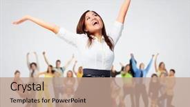  Presentation with chinese chinese - Cool new presentation theme with asian people - happy chinese business woman backdrop and a coral colored foreground