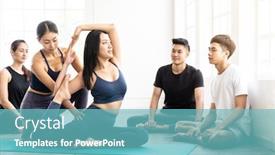  Presentation with class - Slides enhanced with asian-people-learning-yoga-class background and a seafoam green colored foreground