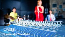  Presentation with recording studio - Beautiful presentation featuring asian professional recording studio mixing backdrop and a teal colored foreground
