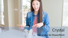  Presentation with eating - Theme enhanced with asian rice in delivery box background and a  colored foreground