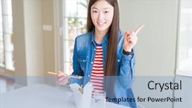  Presentation with eating - Presentation design having asian rice in delivery box background and a  colored foreground