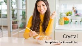  Presentation with asian chopsticks - PPT theme having asian rice using chopsticks background and a coral colored foreground