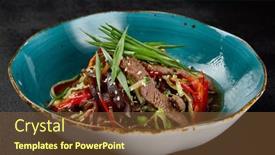  Presentation with black ceramic - PPT layouts enhanced with asian-salad-with-beef background and a tawny brown colored foreground