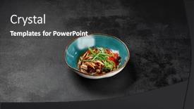  Presentation with black ceramic - PPT theme having asian-salad-with-chicken background and a  colored foreground