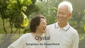  Presentation with senior asian - Slide set with grandparents day - asian senior couple having conversation background and a mint green colored foreground