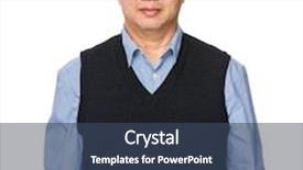  Presentation with senior asian - Presentation theme featuring asian senior man background and a ocean colored foreground