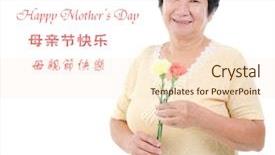  Presentation with senior asian - Amazing presentation theme having asian senior mother holding carnation backdrop and a lemonade colored foreground