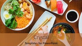  Presentation with cafe - Colorful theme enhanced with asian-set-in-the-cafe backdrop and a red colored foreground