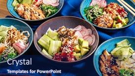  Presentation with catering - Presentation having asian-set-on-the-catering background and a navy blue colored foreground