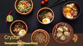  Presentation with asian - Cool new PPT theme with asian-set-on-the-table backdrop and a tawny brown colored foreground