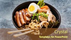  Presentation with asian noodle soup - PPT layouts enhanced with asian-soup-with-noodle background and a tawny brown colored foreground