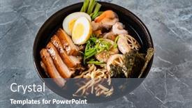  Presentation with asian noodle soup - Amazing slide deck having asian-soup-with-noodle backdrop and a gray colored foreground