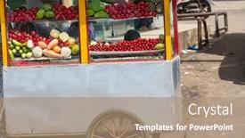  Presentation with merchandise - PPT theme featuring asian-street-merchandise-in-kathmandu background and a coral colored foreground