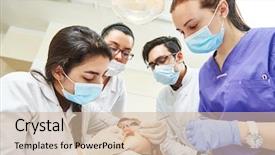  Presentation with asian doctor - Amazing theme having asian students group in dental backdrop and a soft green colored foreground