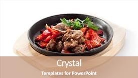  Presentation with stir fried bok choy - Colorful PPT layouts enhanced with asian style beef stir fried backdrop and a coral colored foreground