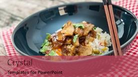  Presentation with rice - Colorful PPT theme enhanced with asian-style-caramel-pork backdrop and a red colored foreground