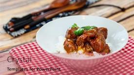  Presentation with rice - Slide set consisting of asian-style-caramel-pork background and a coral colored foreground