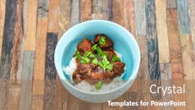  Presentation with rice - Slide set having asian-style-caramel-pork background and a coral colored foreground