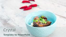  Presentation with asian paint vintage style old - Audience pleasing presentation design consisting of asian-style-caramel-pork backdrop and a light blue colored foreground