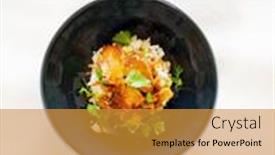  Presentation with rice - Audience pleasing slides consisting of asian-style-caramel-pork backdrop and a  colored foreground