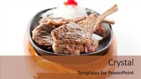  Presentation with stir fried bok choy - PPT layouts enhanced with asian-style pan-fried lamb background and a red colored foreground