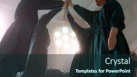  Presentation with team health - Colorful presentation design enhanced with asian-surgeons-team-joining-hands backdrop and a wine colored foreground