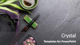  Presentation with asian chopsticks - Presentation design with asian sushi chopsticks rose tea background and a gray colored foreground