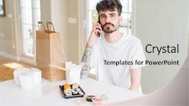  Presentation with food delivery - Amazing presentation having asian sushi from home delivery backdrop and a light gray colored foreground