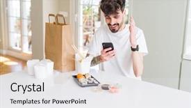  Presentation with food delivery - Slide set with asian sushi from home delivery background and a white colored foreground