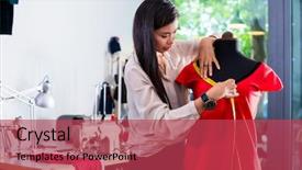  Presentation with garment - Theme featuring asian tailor adjusts garment design background and a red colored foreground