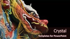  Presentation with dragon - PPT theme with asian temple dragon background and a wine colored foreground