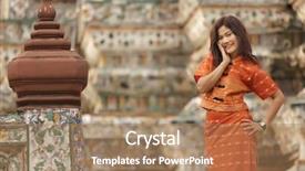  Presentation with thai temple - Theme enhanced with asian thai woman posing background and a coral colored foreground