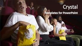  Presentation with horror cinema - PPT layouts enhanced with asian theatre - audience in cinema watching horror background and a wine colored foreground