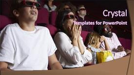  Presentation with horror cinema - Slide set featuring asian theatre - audience in cinema wearing 3d background and a wine colored foreground