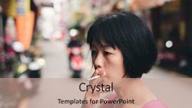  Presentation with asia street food - Beautiful theme featuring asian traveling mature woman smoking backdrop and a coral colored foreground