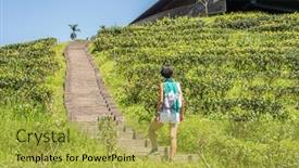  Presentation with stairs - Presentation featuring asian-traveling-woman-walk background and a yellow colored foreground