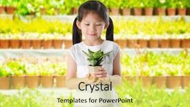  Presentation with environment - Beautiful slide set featuring environment kids - concept of little girl holding backdrop and a yellow colored foreground