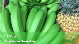  Presentation with fresh fruits vegetables - PPT theme having asian-tropical-mixed-fruits background and a shamrock green colored foreground