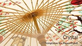  Presentation with umbrella - Presentation theme enhanced with asian umbrella detail background and a coral colored foreground