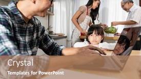  Presentation with waiting room - Colorful slide deck enhanced with asian-upset-girl-looking backdrop and a coral colored foreground