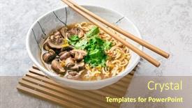  Presentation with asian noodle soup - Presentation theme consisting of asian-vegan-miso-ramen-noodle background and a tawny brown colored foreground