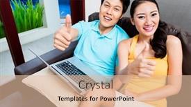  Presentation with surfing - Amazing slides having asian-woman-and-man-surfing backdrop and a lemonade colored foreground