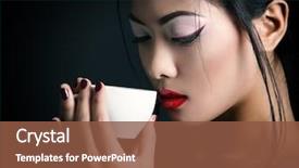  Presentation with black tea - Amazing slides having asian woman and tea ceremony backdrop and a tawny brown colored foreground