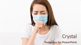  Presentation with face mask - Presentation design with asian woman cough with face background and a lemonade colored foreground