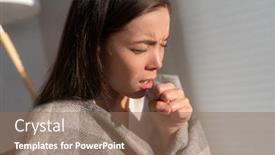  Presentation with virus infection - Slides having asian-woman-coughing-in-fist background and a coral colored foreground
