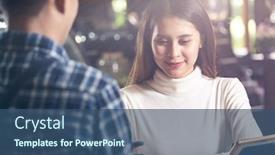  Presentation with credit card - Colorful PPT theme enhanced with asian-woman-customer-using-mobile backdrop and a ocean colored foreground